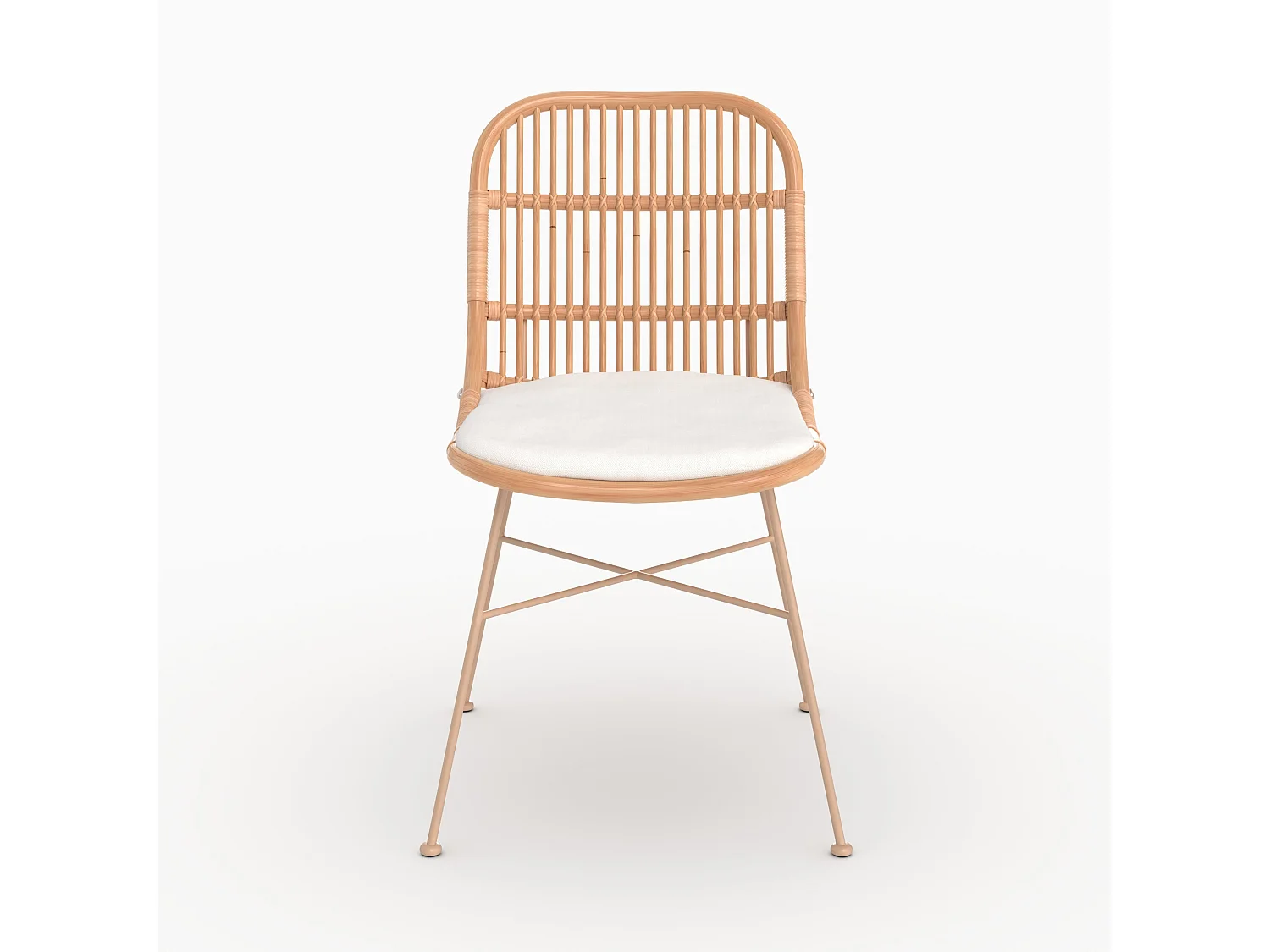 Lote de 2 sillas de ratán beige con patas de metal beige - Moon