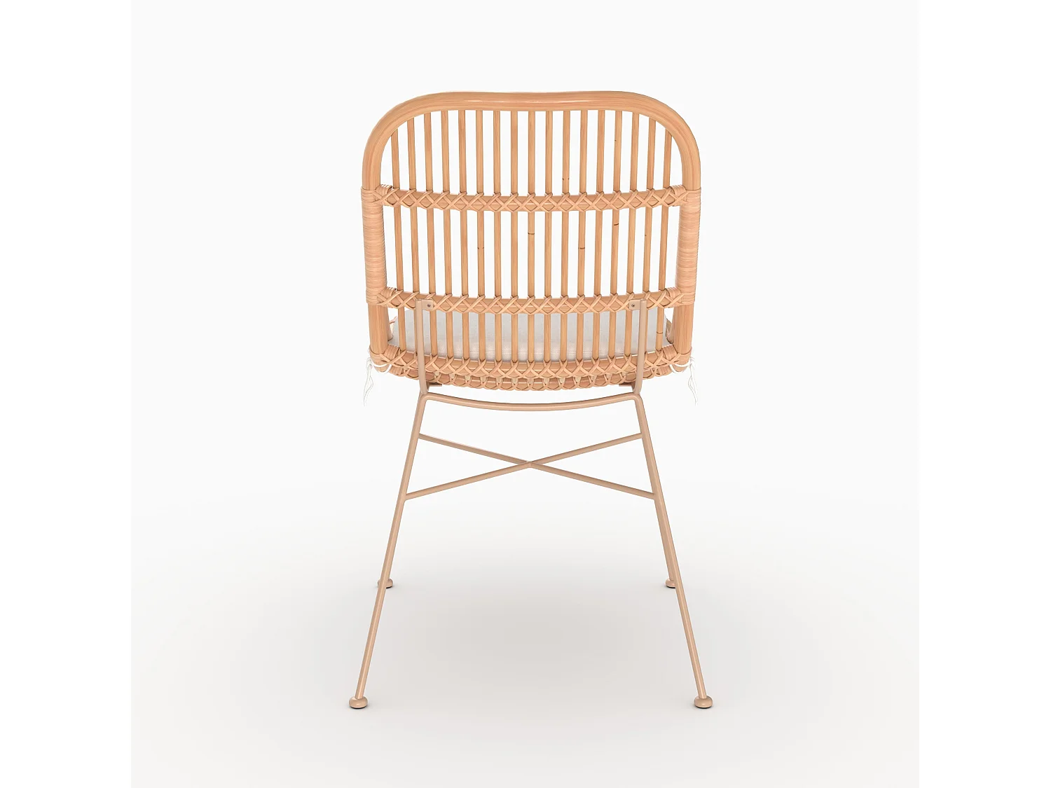 Lote de 2 sillas de ratán beige con patas de metal beige - Moon