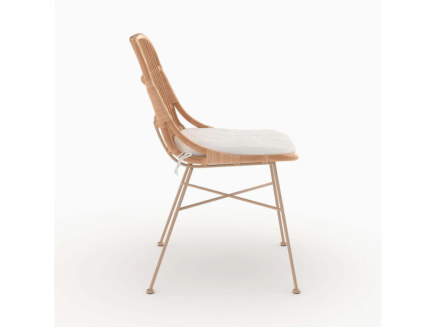 Lote de 2 sillas de ratán beige con patas de metal beige - Moon