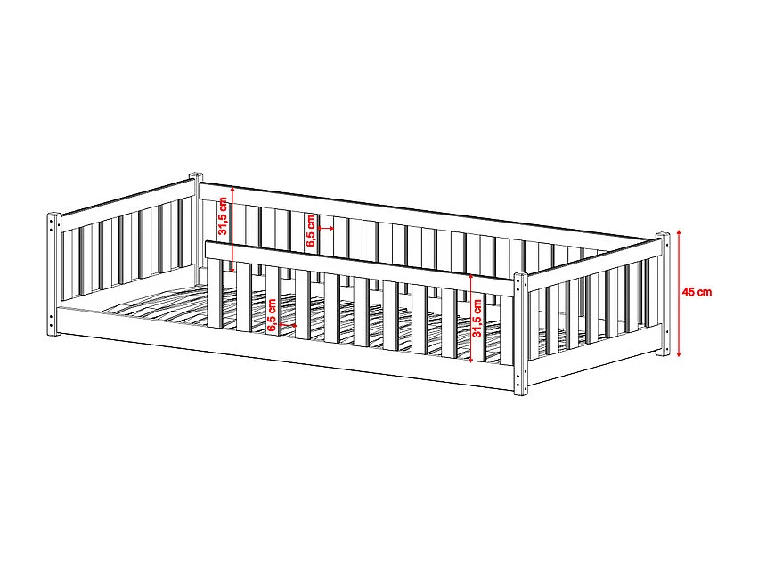 Lit au sol 90x190 sommier inclus Maya Olive