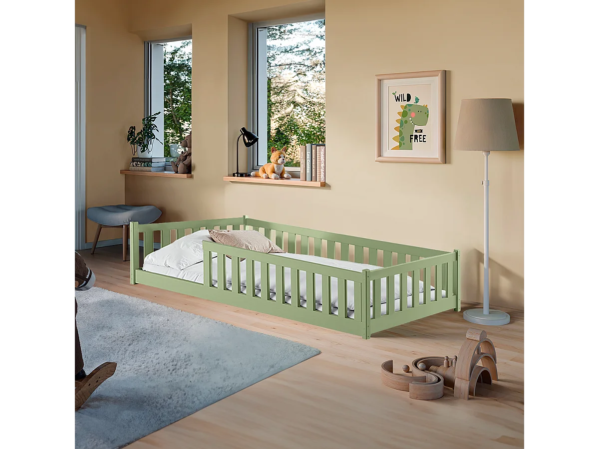 Lit au sol 90x190 sommier inclus Maya Olive