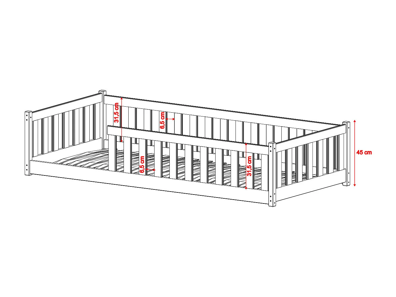 Lit au sol 90x200 sommier inclus Maya Olive