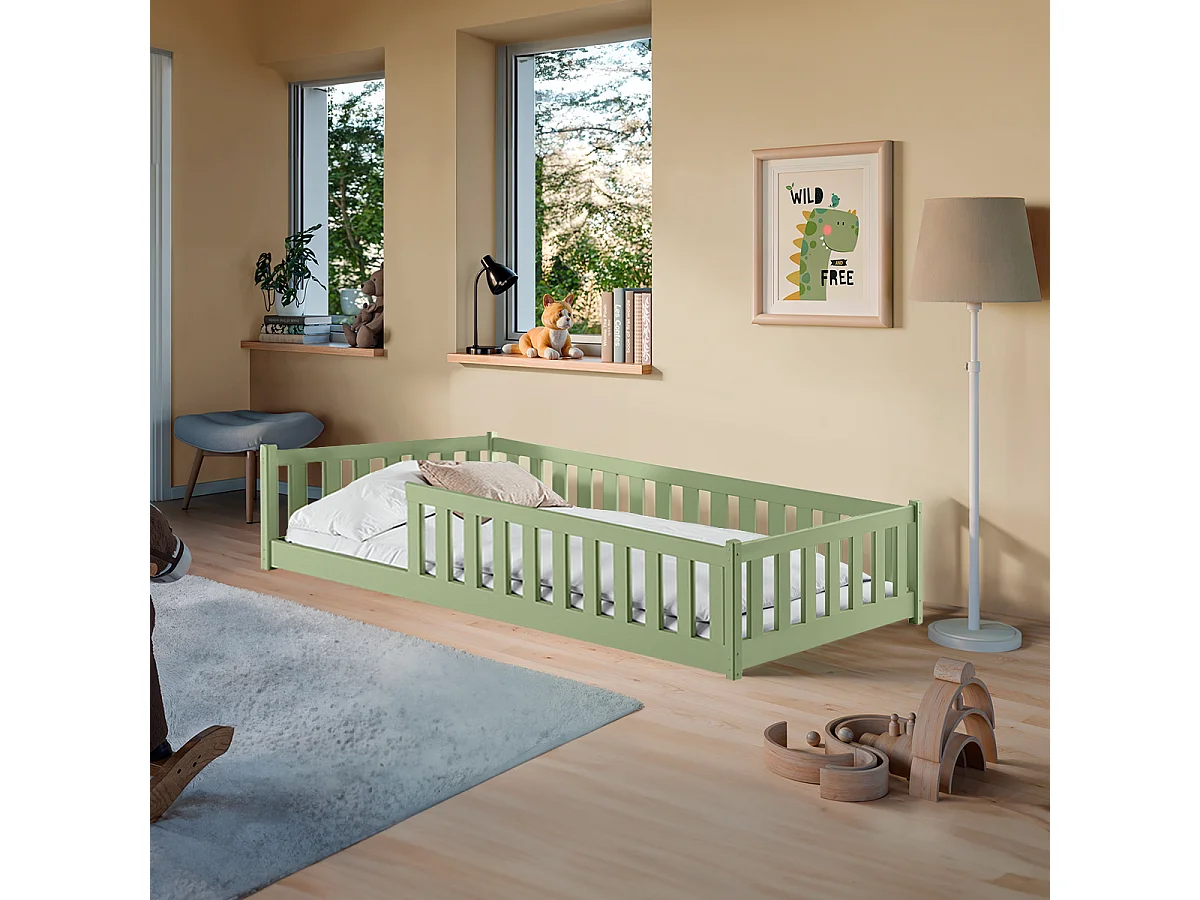 Lit au sol 90x200 sommier inclus Maya Olive