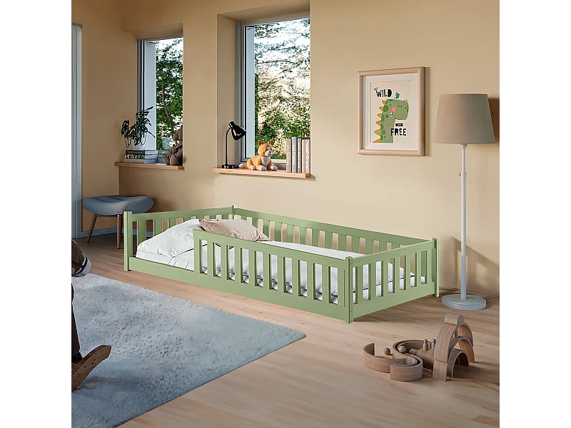 Lit au sol 90x200 sommier inclus Maya Olive