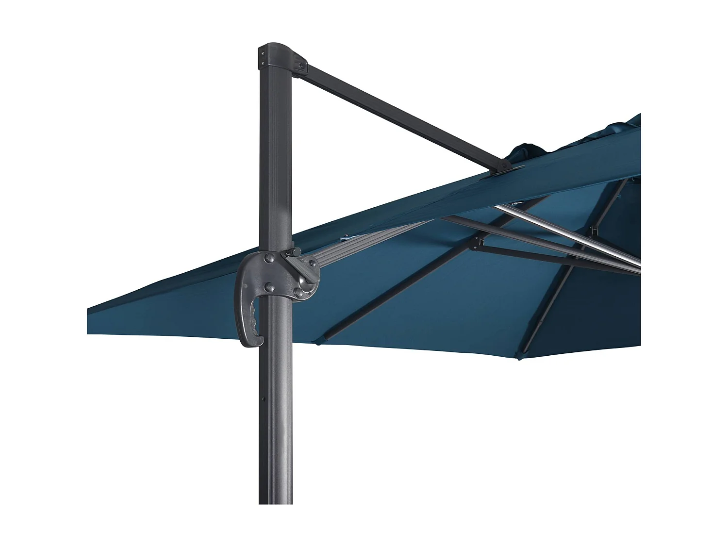 Parasol déporté rectangulaire 3x4m + dalles à lester 50x50cm bleu canard - Wimereux + Fixeo