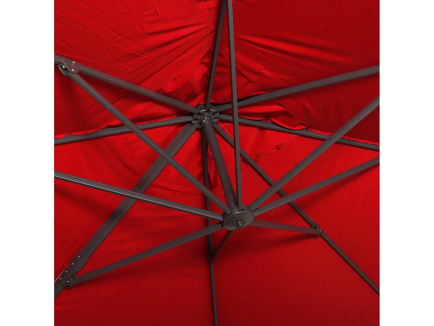 Parasol déporté rectangulaire 3x4m + dalles à lester 50x50cm rouge - Wimereux + Fixeo