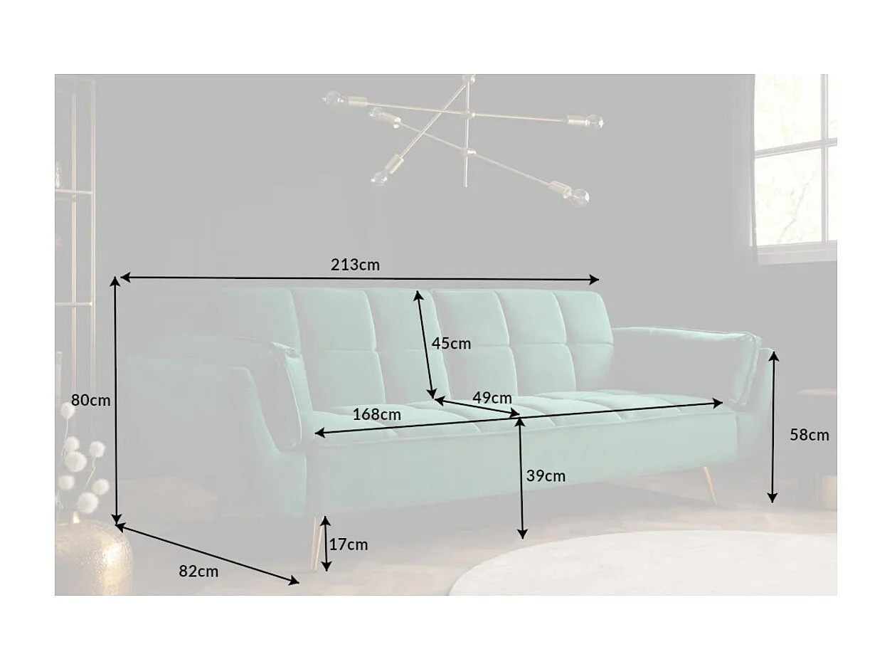Canapé droit NEVISI vert émeraude – Canapé scandinave convertible en velours