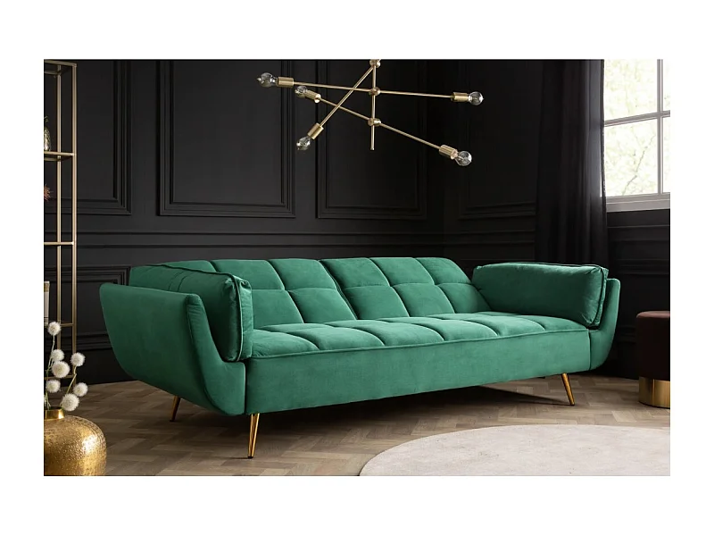 Sofa NEVISI in Smaragdgrün – Skandinavisches, umbaubares Samtsofa