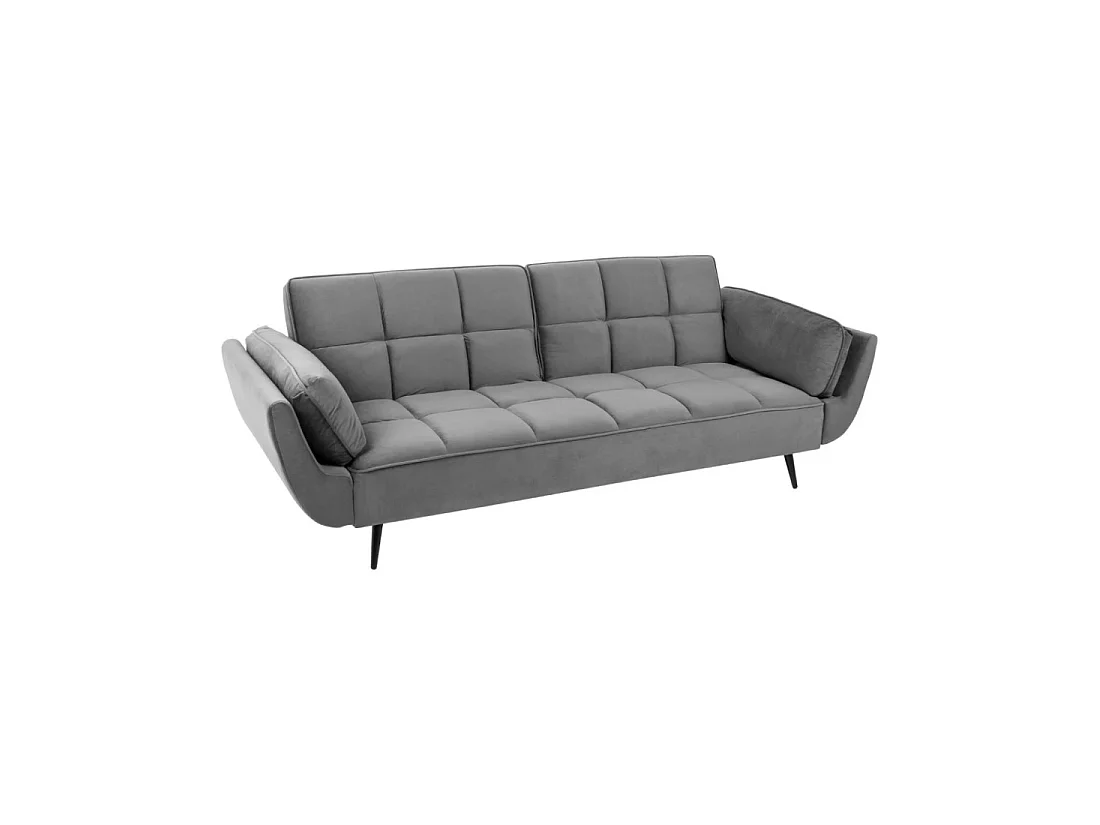 Sofa recht NEVISI grijs – Scandinavische converteerbare sofa in fluweel met zwarte metalen poten