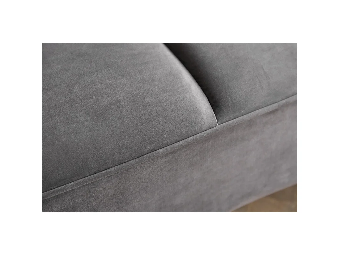 Sofa recht NEVISI grijs – Scandinavische converteerbare sofa in fluweel met zwarte metalen poten