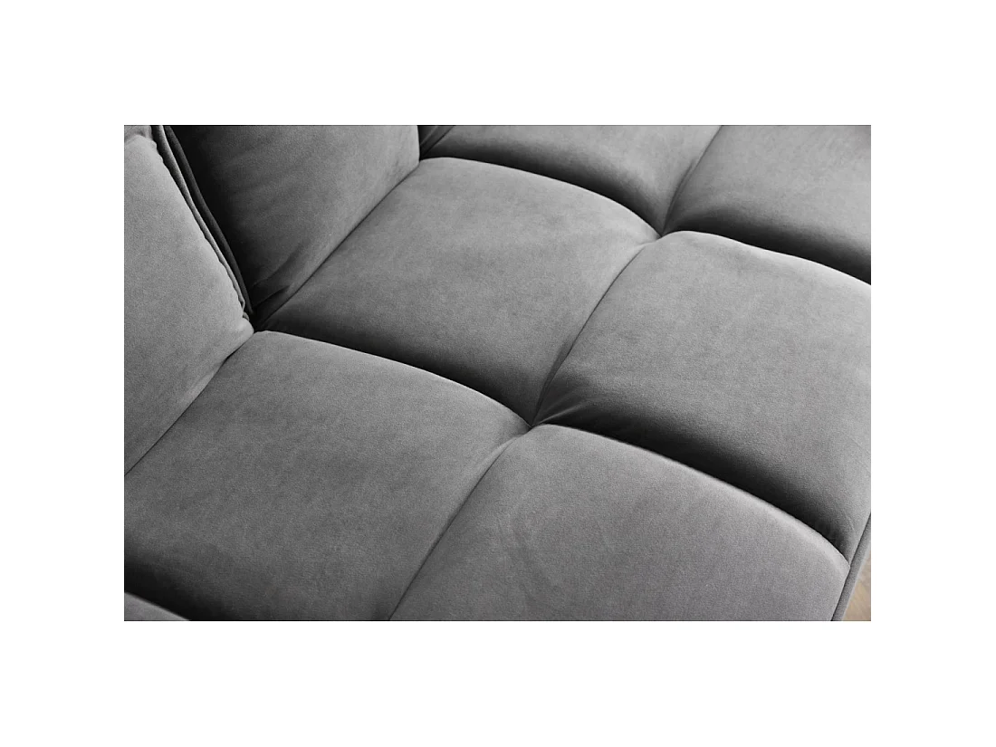 Sofa recht NEVISI grijs – Scandinavische converteerbare sofa in fluweel met zwarte metalen poten