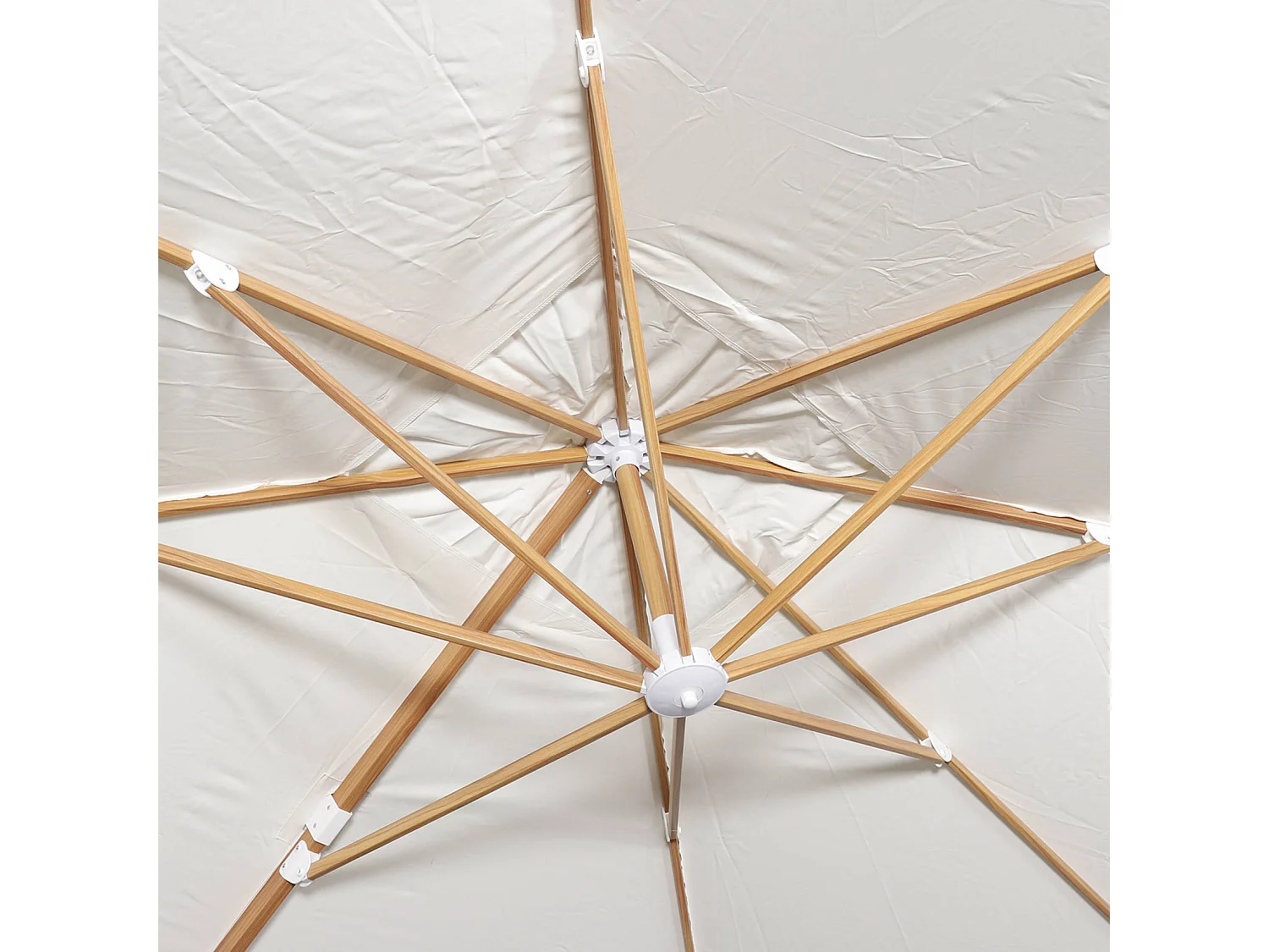 Parasol déporté rectangulaire 3x4m effet bois + dalles à lester 50x50cm écru - Wimereux + Fixeo