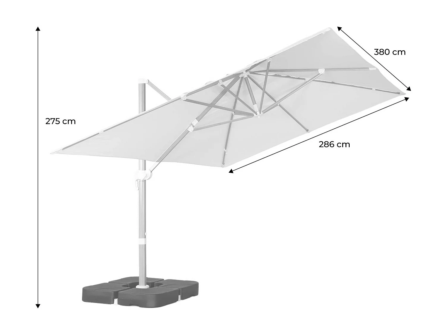 Parasol déporté rectangulaire 3x4m effet bois + dalles à lester 50x50cm écru - Wimereux + Fixeo