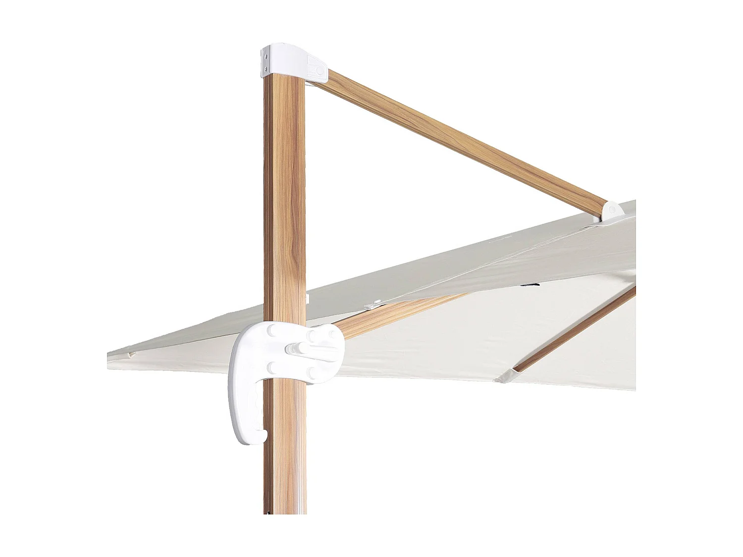 Parasol déporté rectangulaire 3x4m effet bois + dalles à lester 50x50cm écru - Wimereux + Fixeo