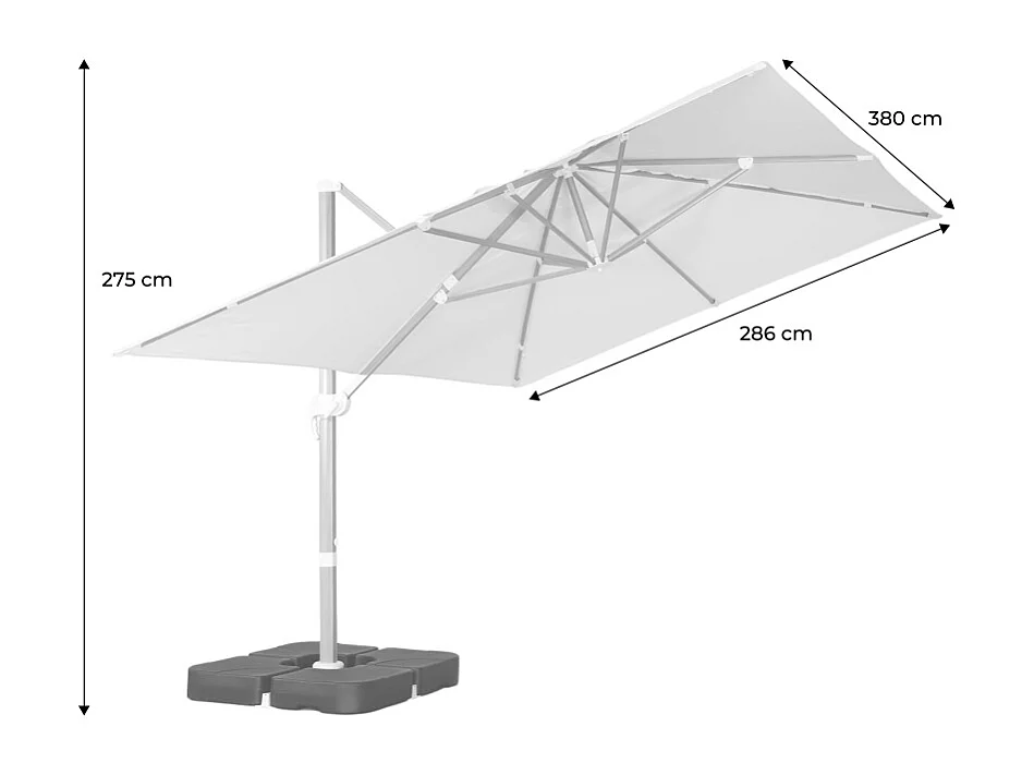 Parasol déporté rectangulaire 3x4m effet bois + dalles à lester 50x50cm écru - Wimereux + Fixeo