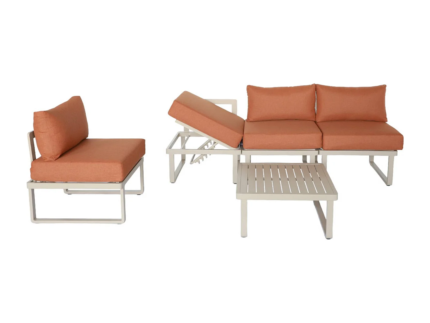 Conjunto de muebles de jardín modular de aluminio, 4 plazas terracotta