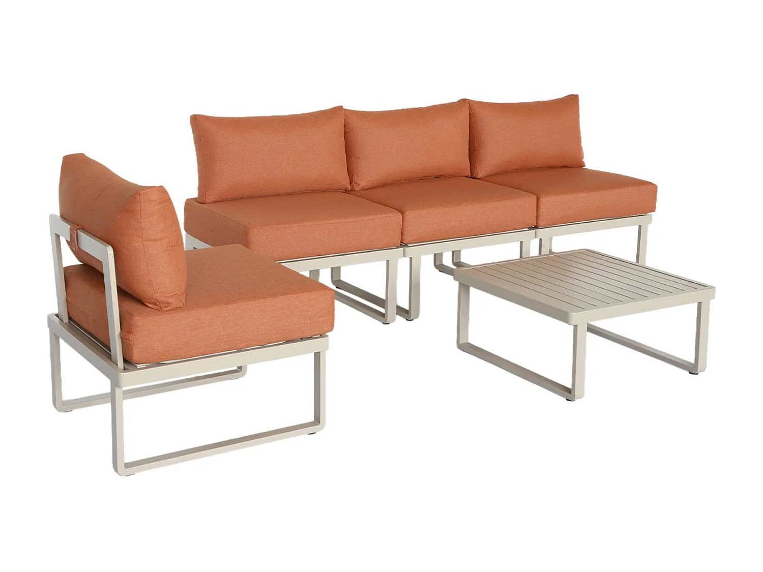 Salotto da giardino modulare in alluminio, 4 posti, terracotta
