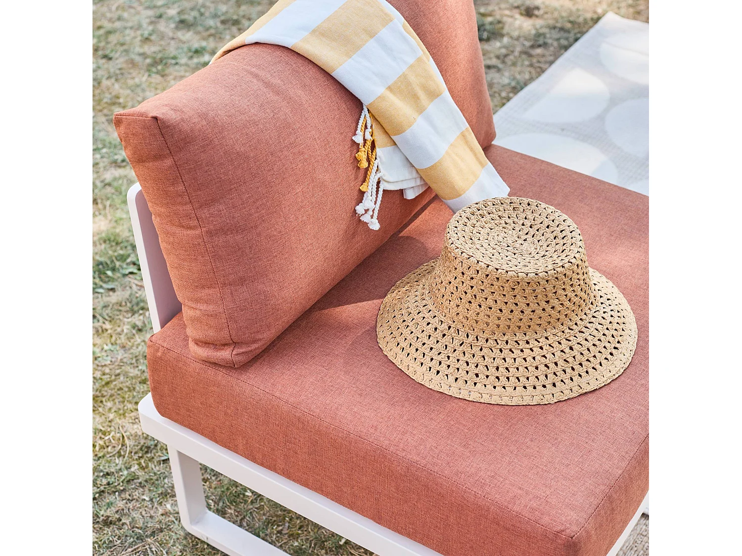 Salotto da giardino modulare in alluminio, 4 posti, terracotta