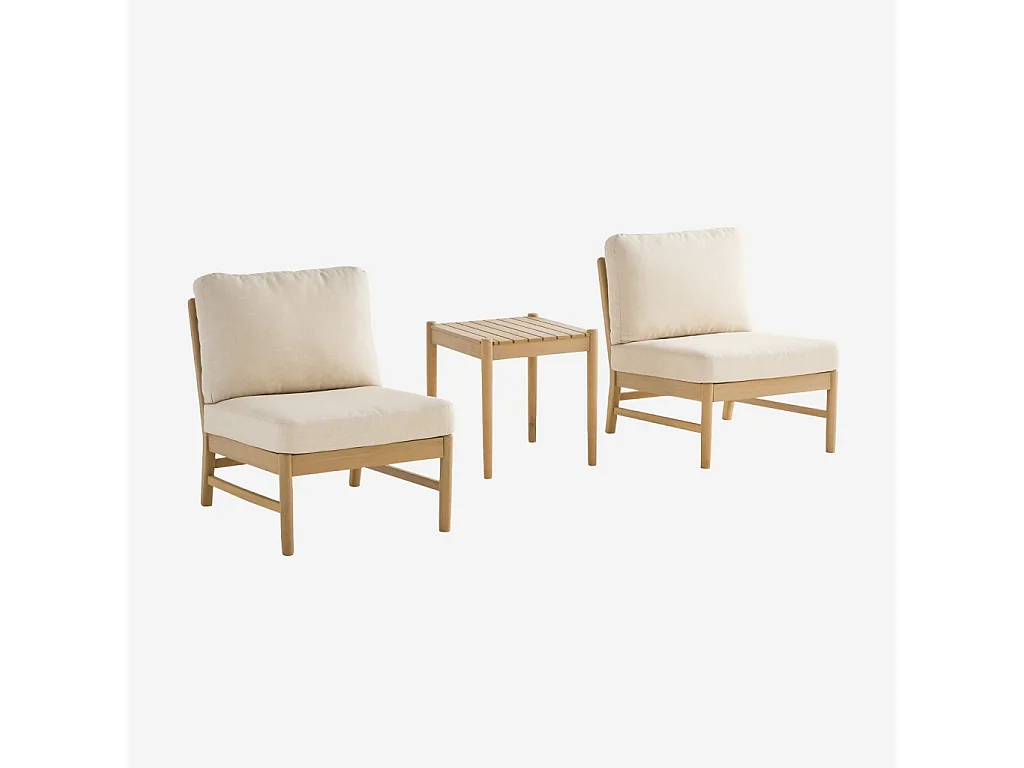 Conjunto de muebles de jardín de madera de acacia, 2 plazas natural