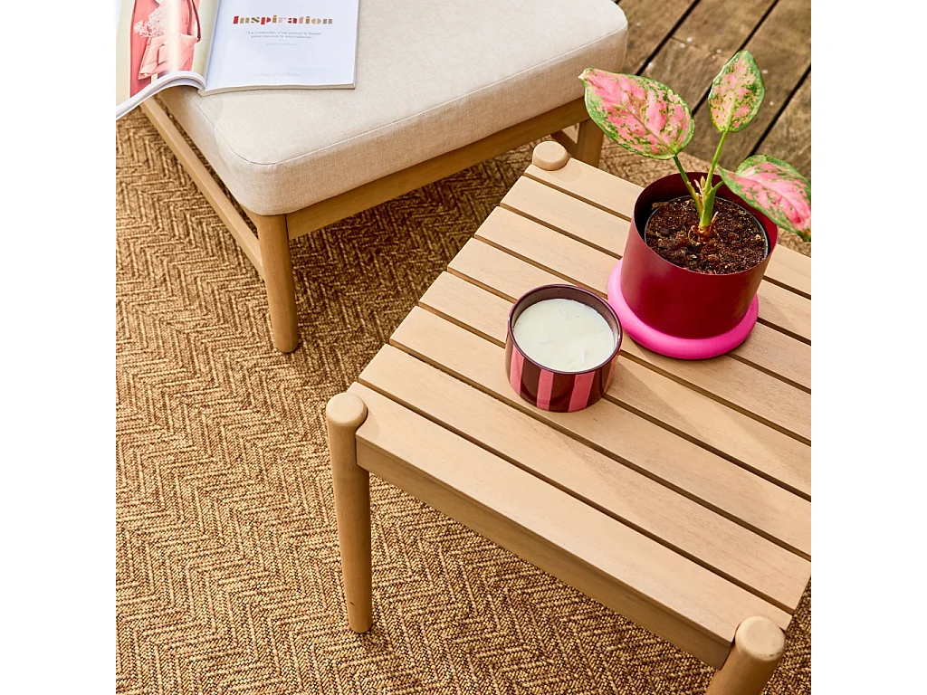 Conjunto de muebles de jardín de madera de acacia, 2 plazas natural