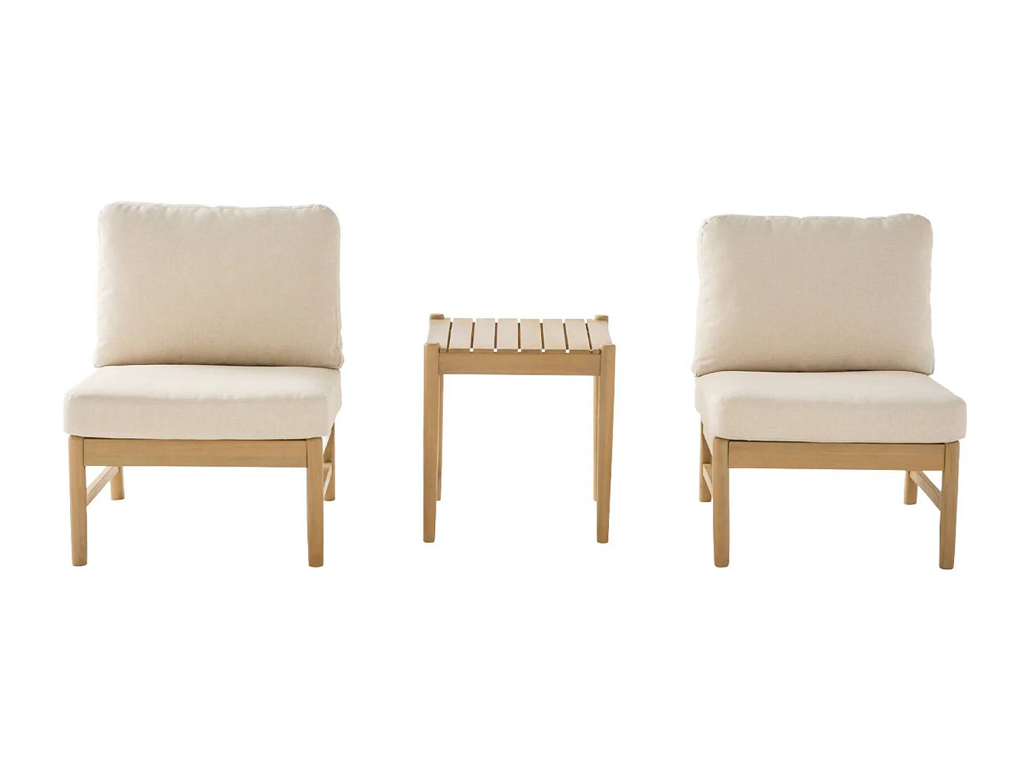 Conjunto de muebles de jardín de madera de acacia, 2 plazas natural