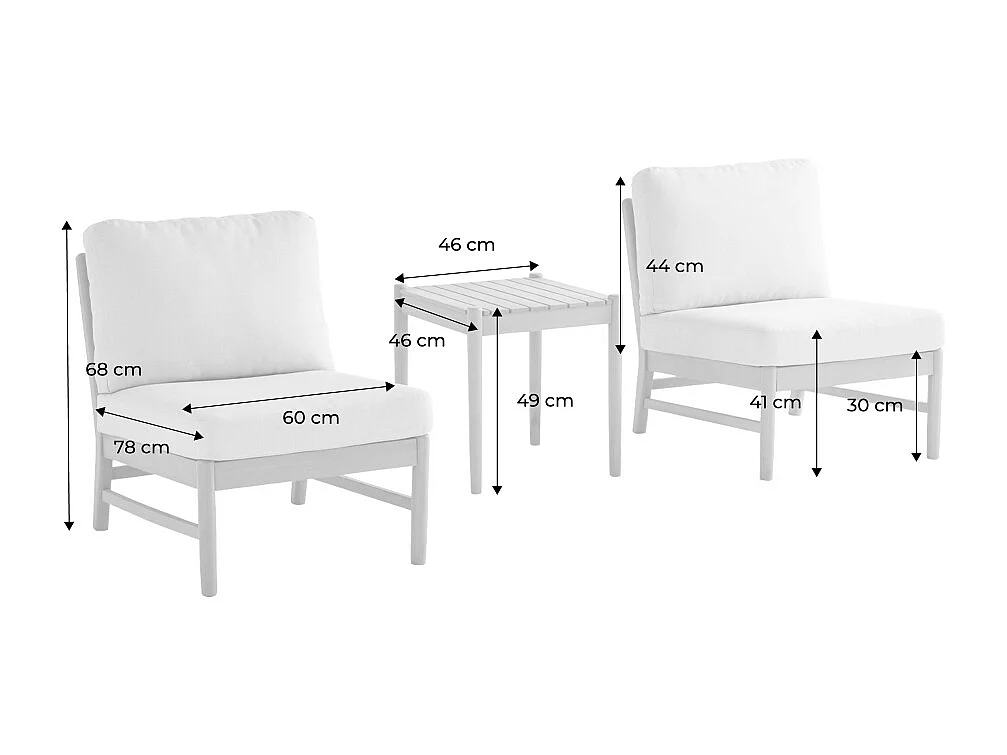 Conjunto de muebles de jardín de madera de acacia, 2 plazas natural