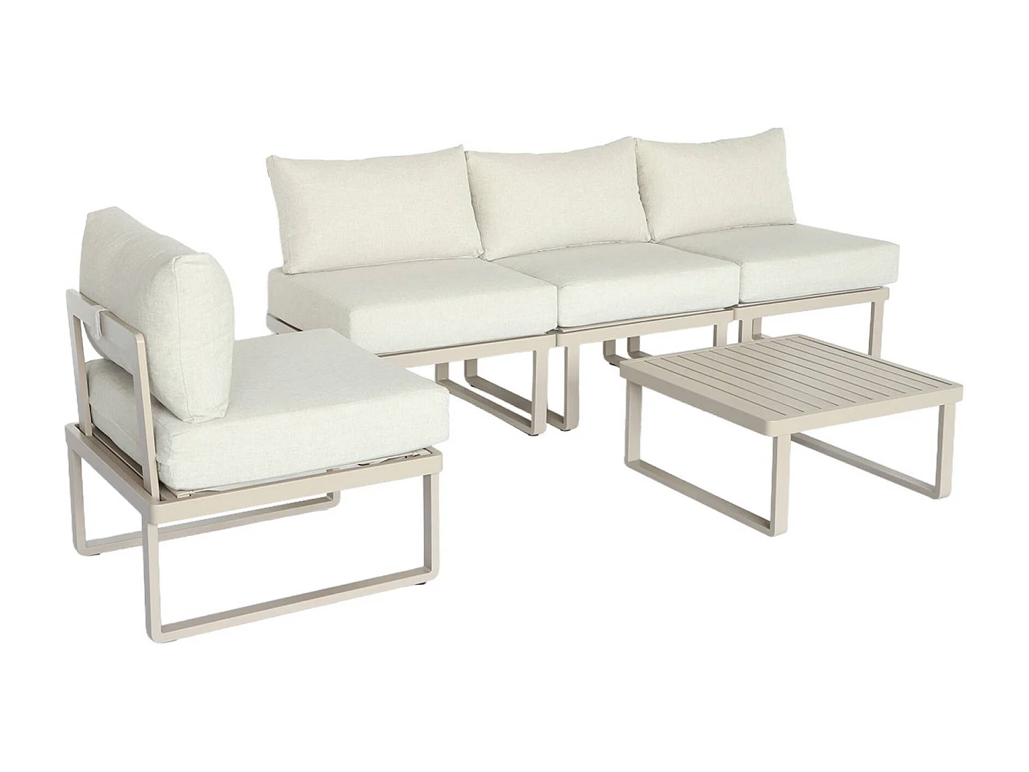 Conjunto de muebles de jardín modular de aluminio, 4 plazas beige