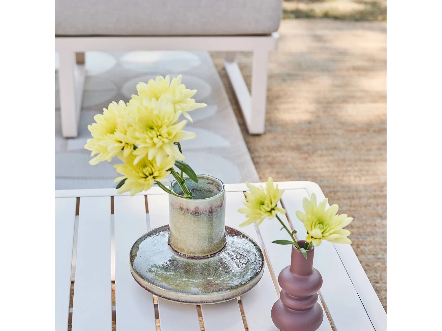 Conjunto de muebles de jardín modular de aluminio, 4 plazas beige