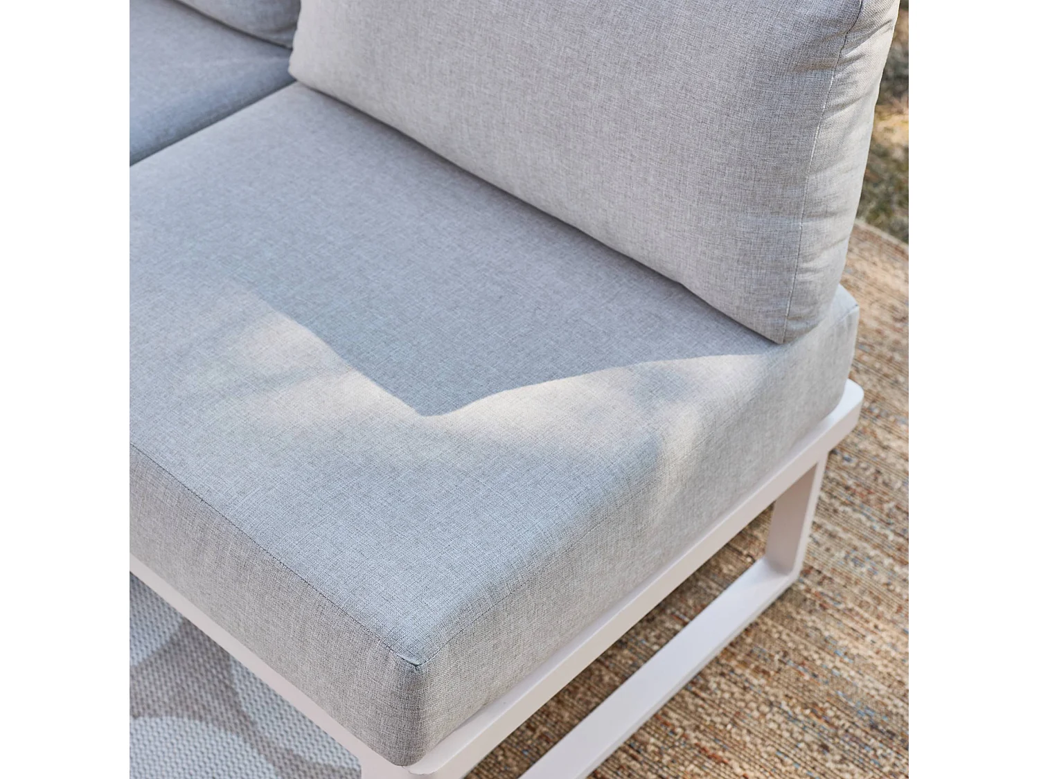 Salon de jardin modulable aluminium 4 places beige - Clea