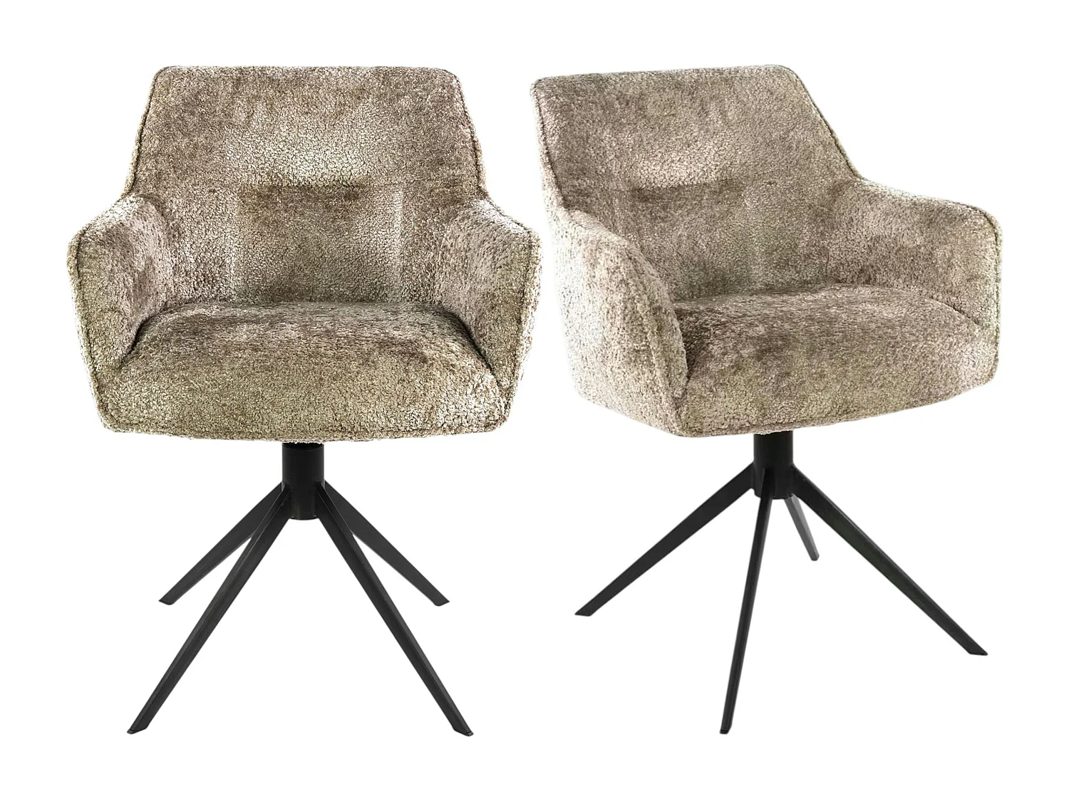 Fauteuil de table pivotant en bouclette douce sable (x2) MELBOURNE