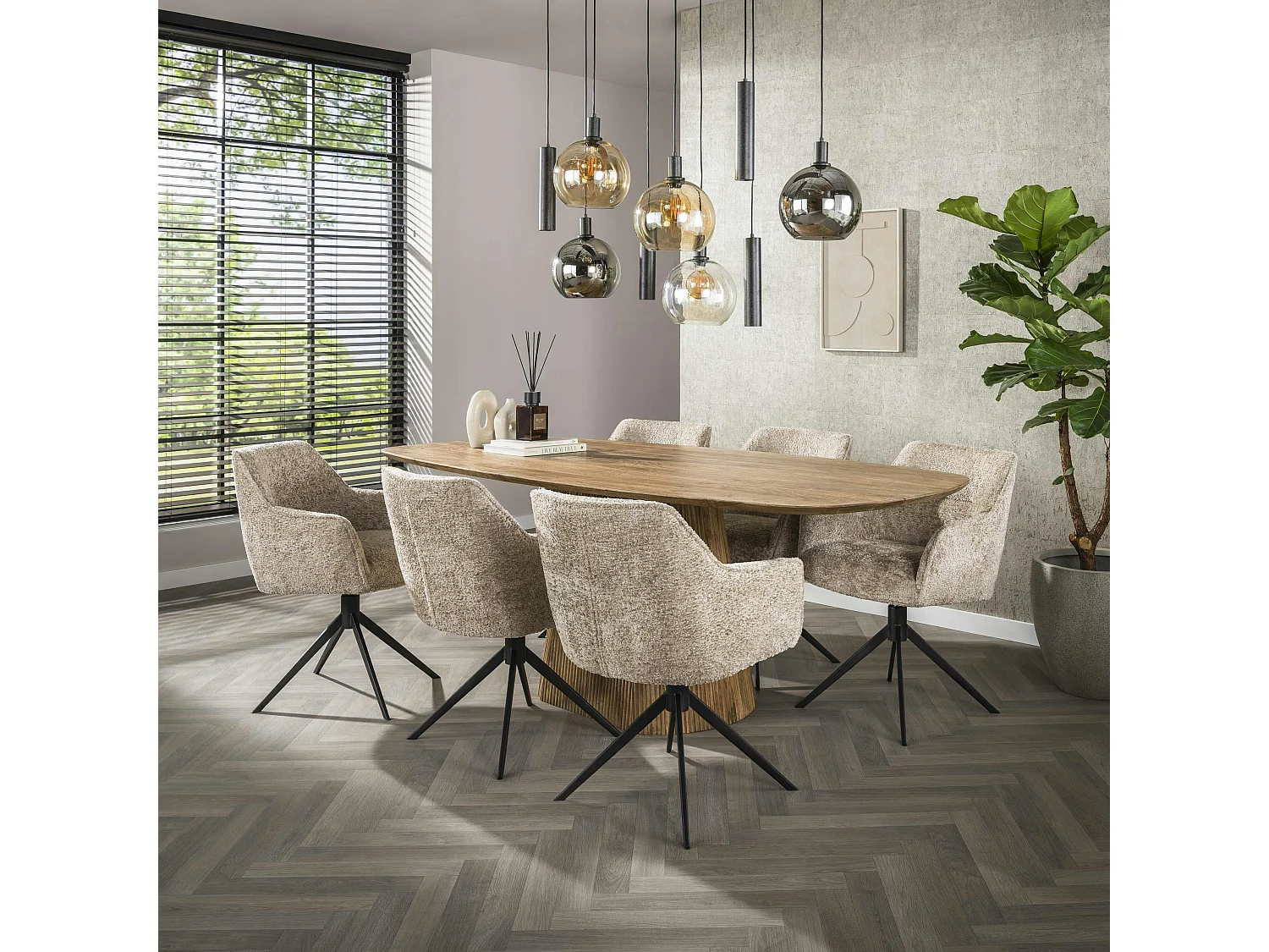 Fauteuil de table pivotant en bouclette douce sable (x2) MELBOURNE