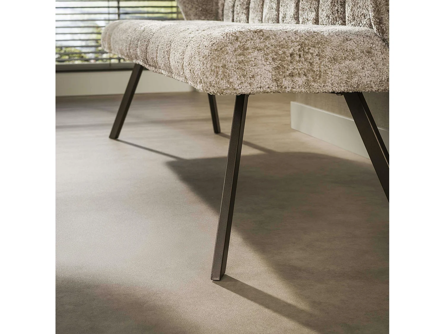 Banc de table beige bouclette pieds bronze 180 cm MELBOURNE