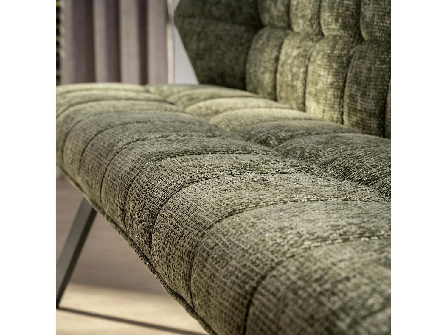 Banc de table vert chenille pieds anthracite 180 cm MELBOURNE