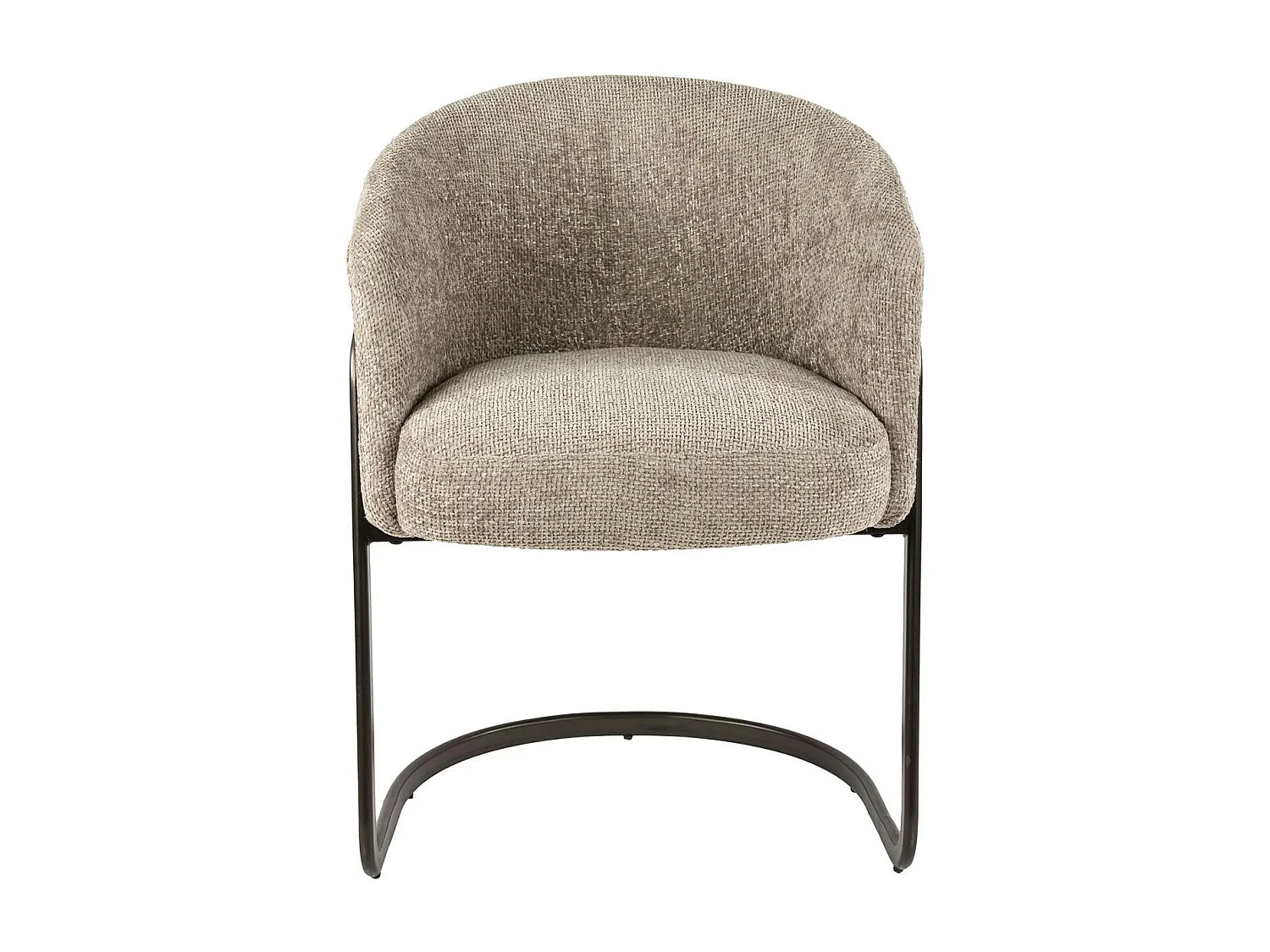 Fauteuil de table beige chenille pied luge bronze (lot de 2) ASCOLI