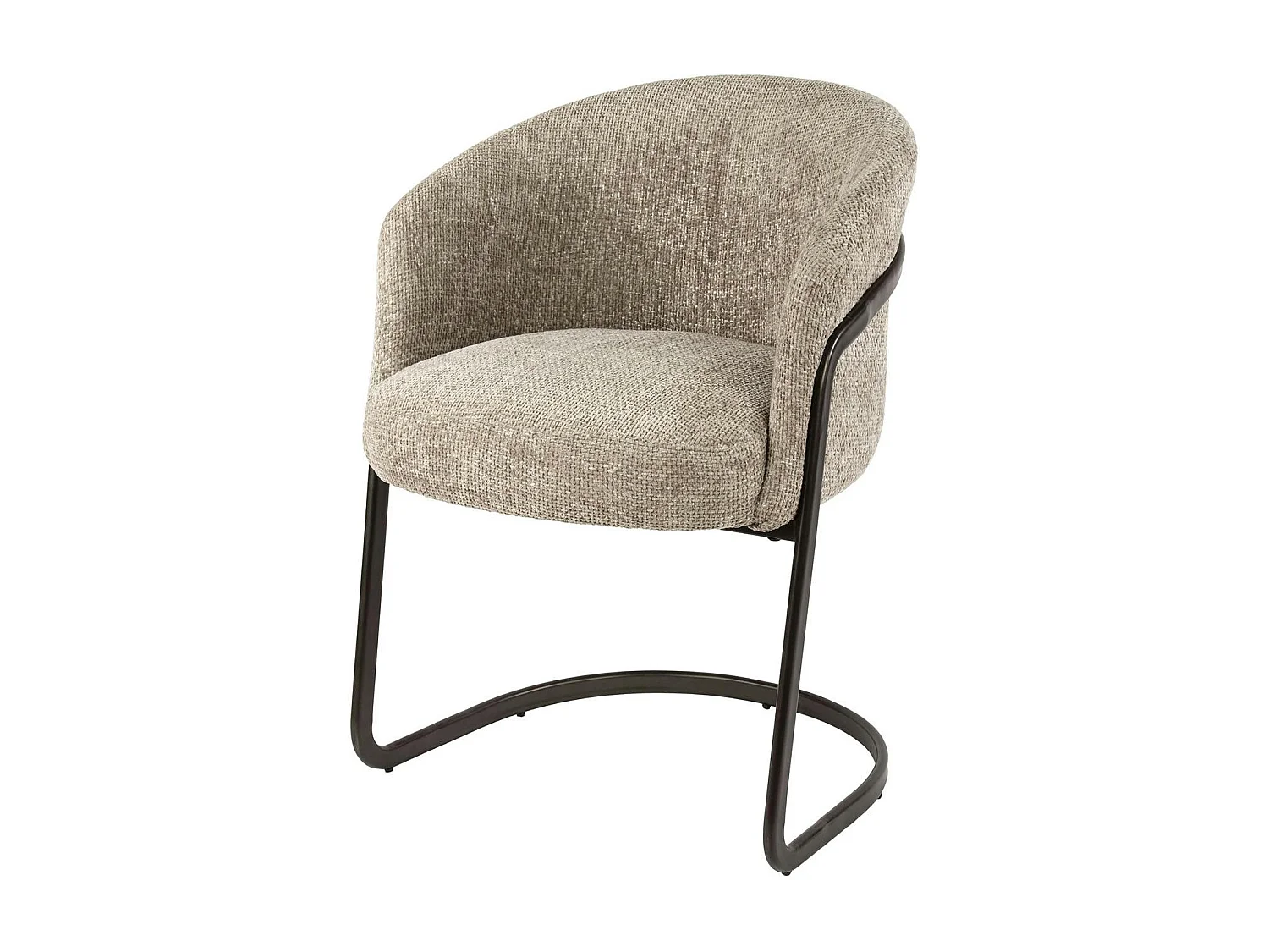 Fauteuil de table beige chenille pied luge bronze (lot de 2) ASCOLI