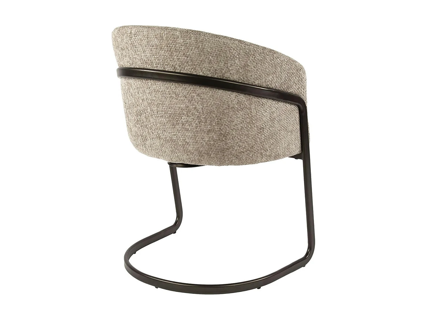 Fauteuil de table beige chenille pied luge bronze (lot de 2) ASCOLI