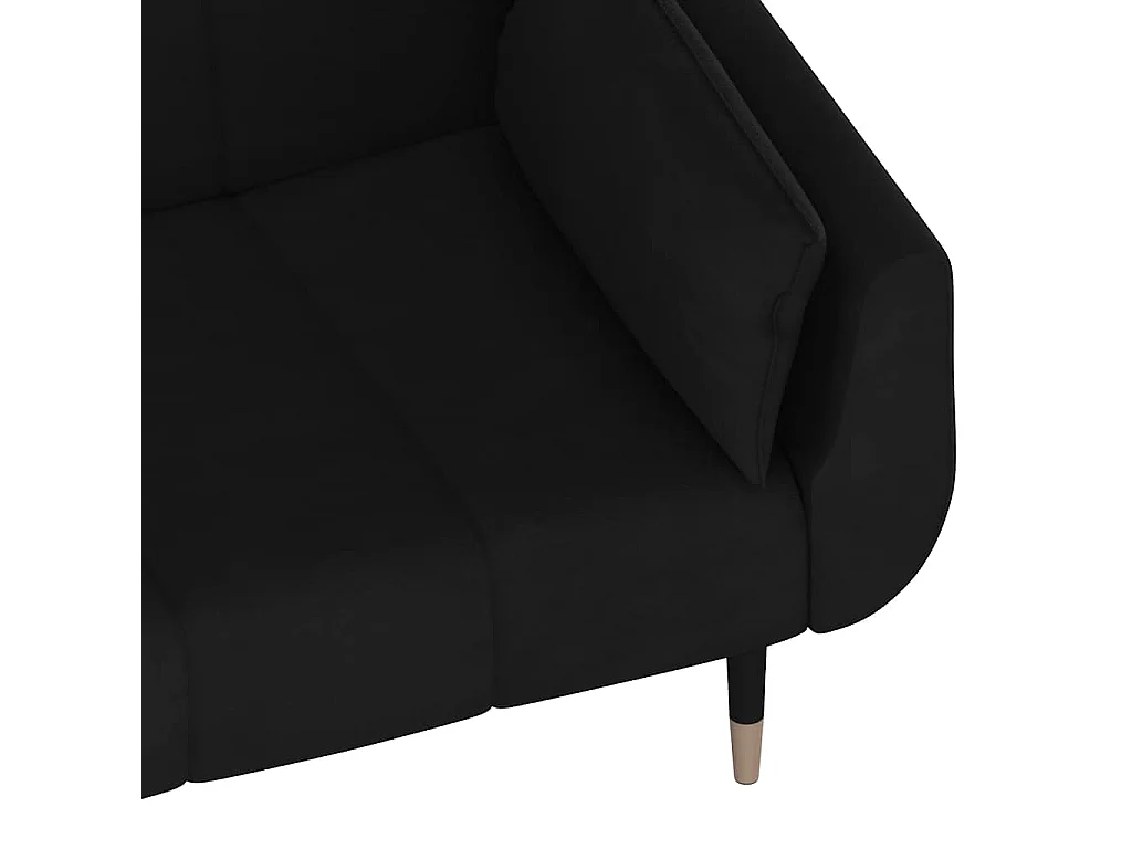 Sofá-cama 2 lugares com duas almofadas veludo preto