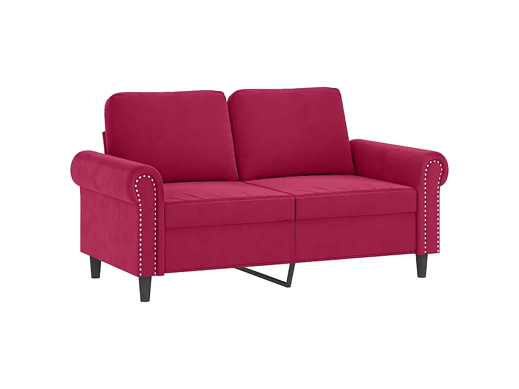 Set di Divani 3 pz con Cuscini Rosso Vino in Velluto