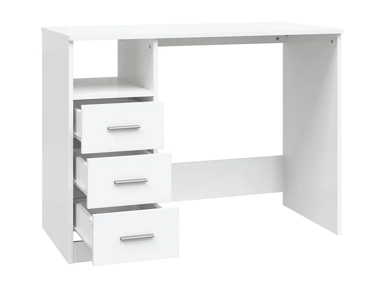 Bureau avec tiroirs Blanc 102x50x76 cm Bois d'ingénierie