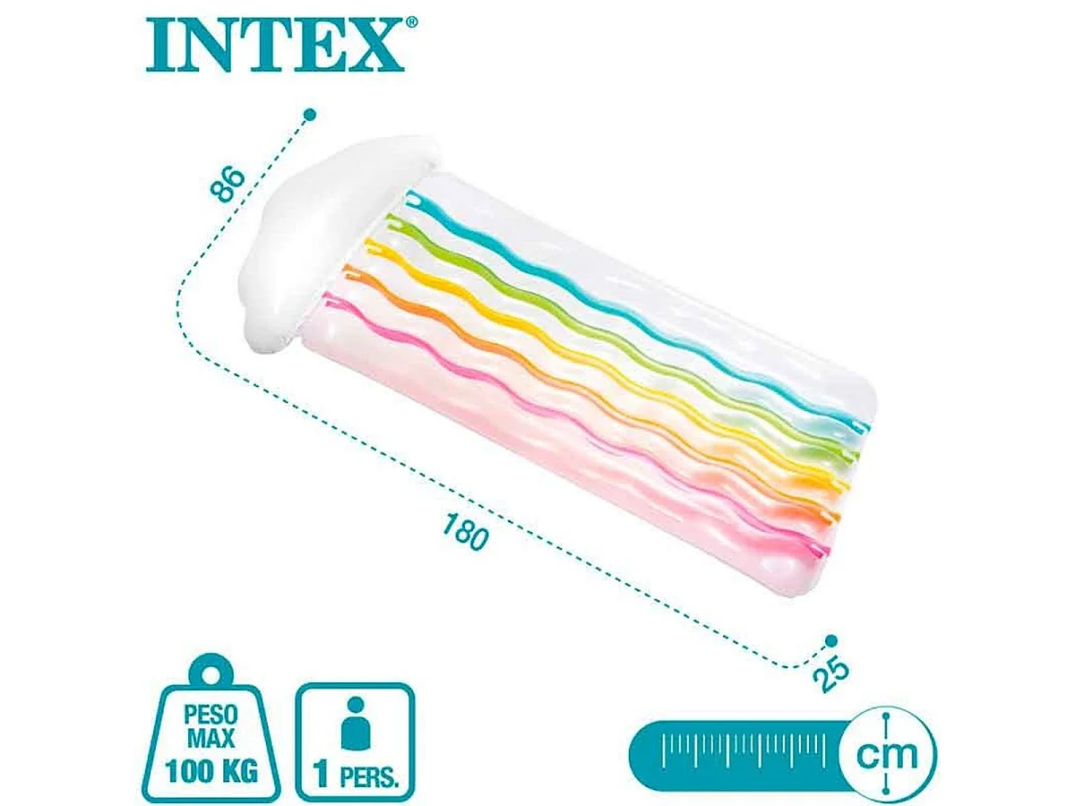 Colchoneta hinchable Rainbow Cloud Intex +14A blanco 25x180x86 cm