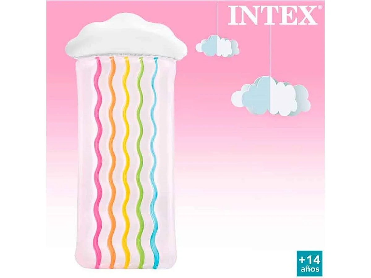 Colchoneta hinchable Rainbow Cloud Intex +14A blanco 25x180x86 cm