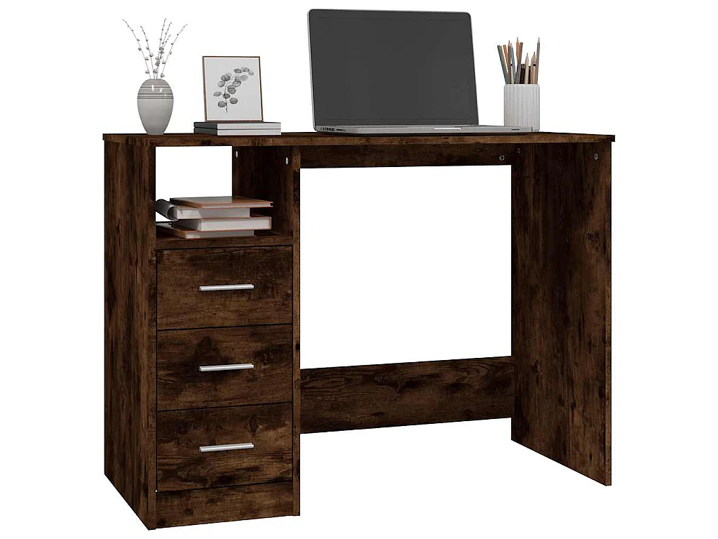 Bureau met lades 102x50x76 cm bewerkt hout gerookt eikenkleurig