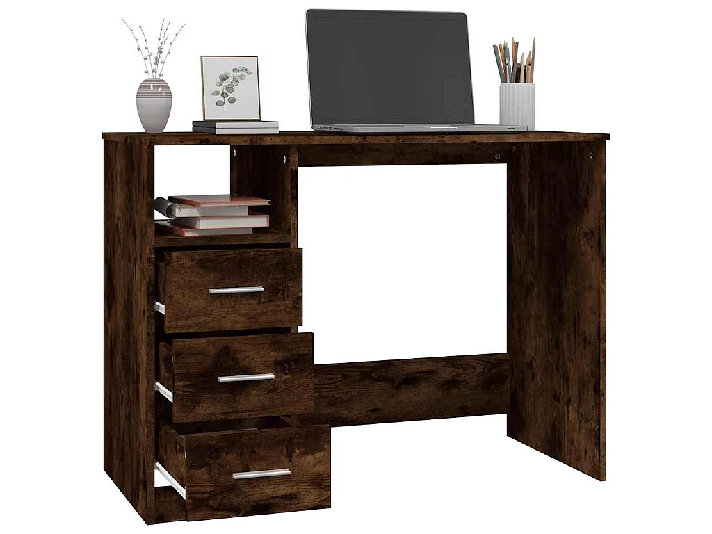 Bureau met lades 102x50x76 cm bewerkt hout gerookt eikenkleurig