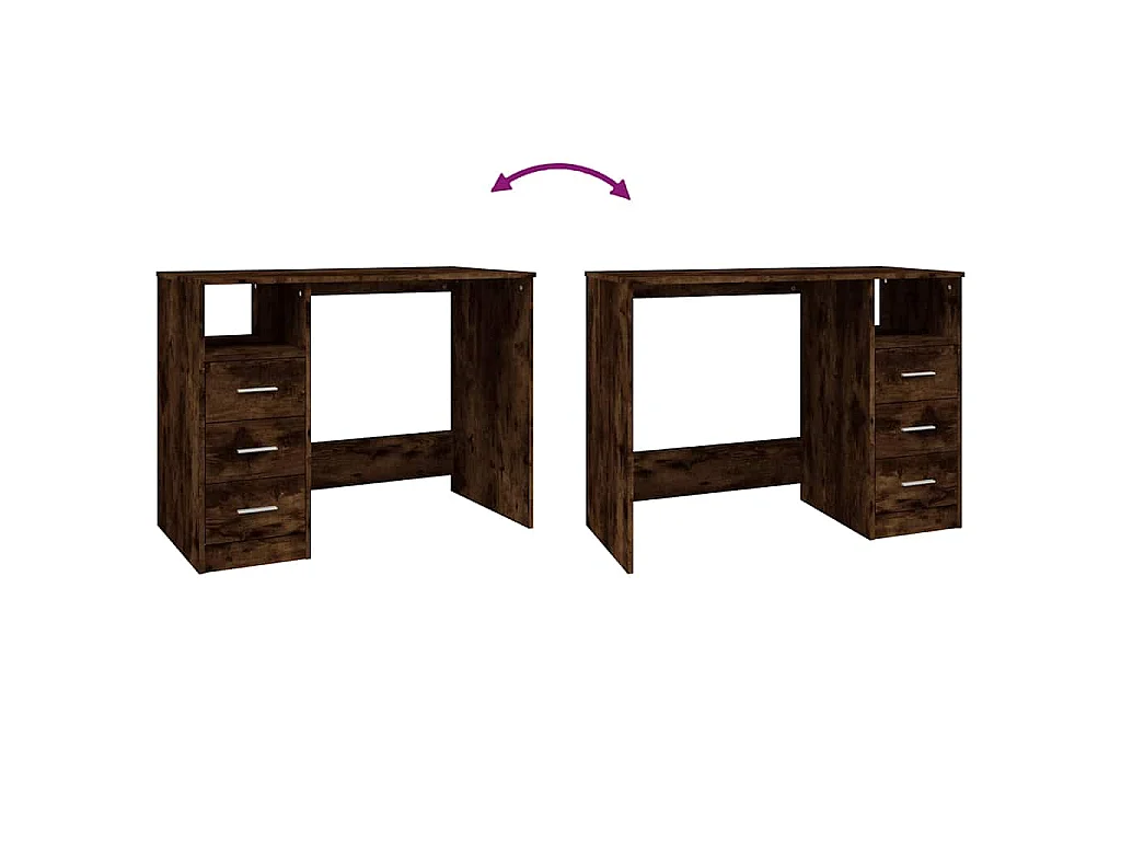 Bureau met lades 102x50x76 cm bewerkt hout gerookt eikenkleurig