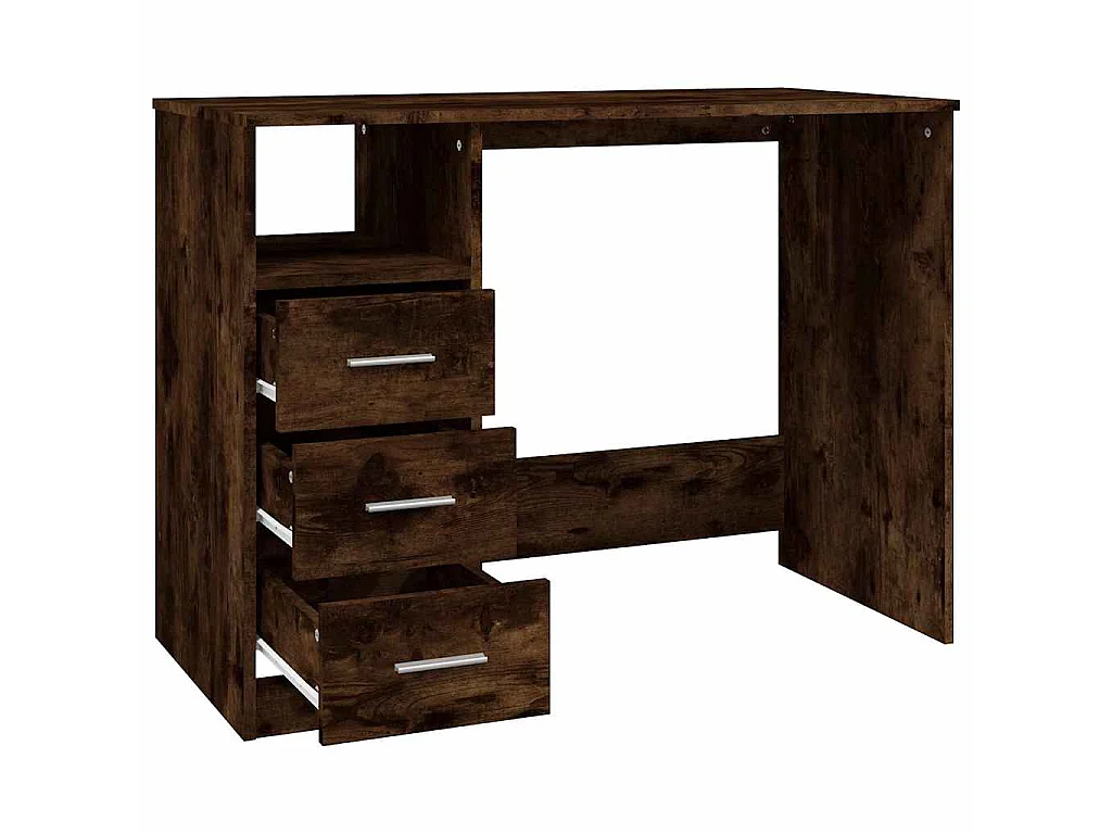 Bureau avec tiroirs Chêne fumé 102x50x76 cm Bois d'ingénierie