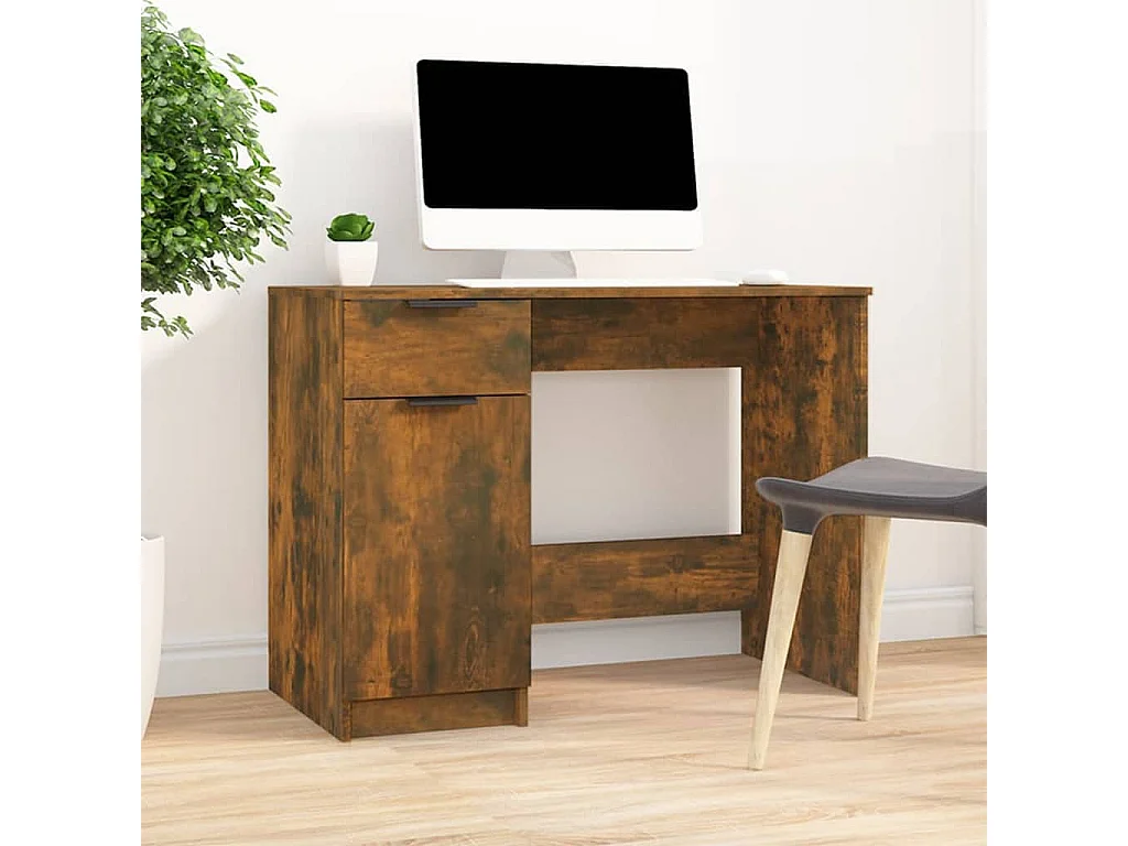 Bureau 100x50x75 cm bewerkt hout gerookt eikenkleurig