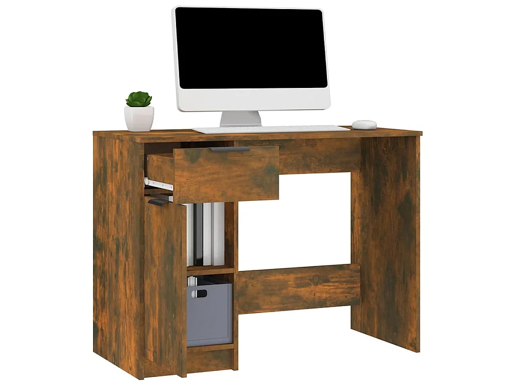 Bureau Chêne fumé 100x50x75 cm Bois d'ingénierie