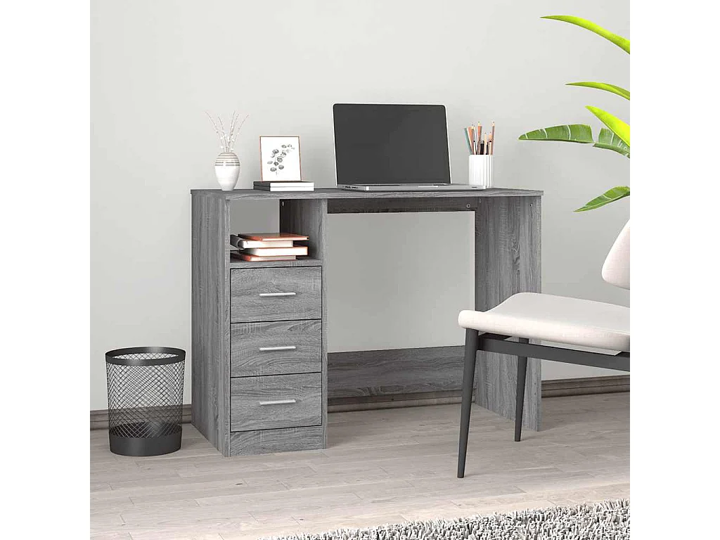 Bureau avec tiroirs Sonoma gris 102x50x76 cm Bois d'ingénierie
