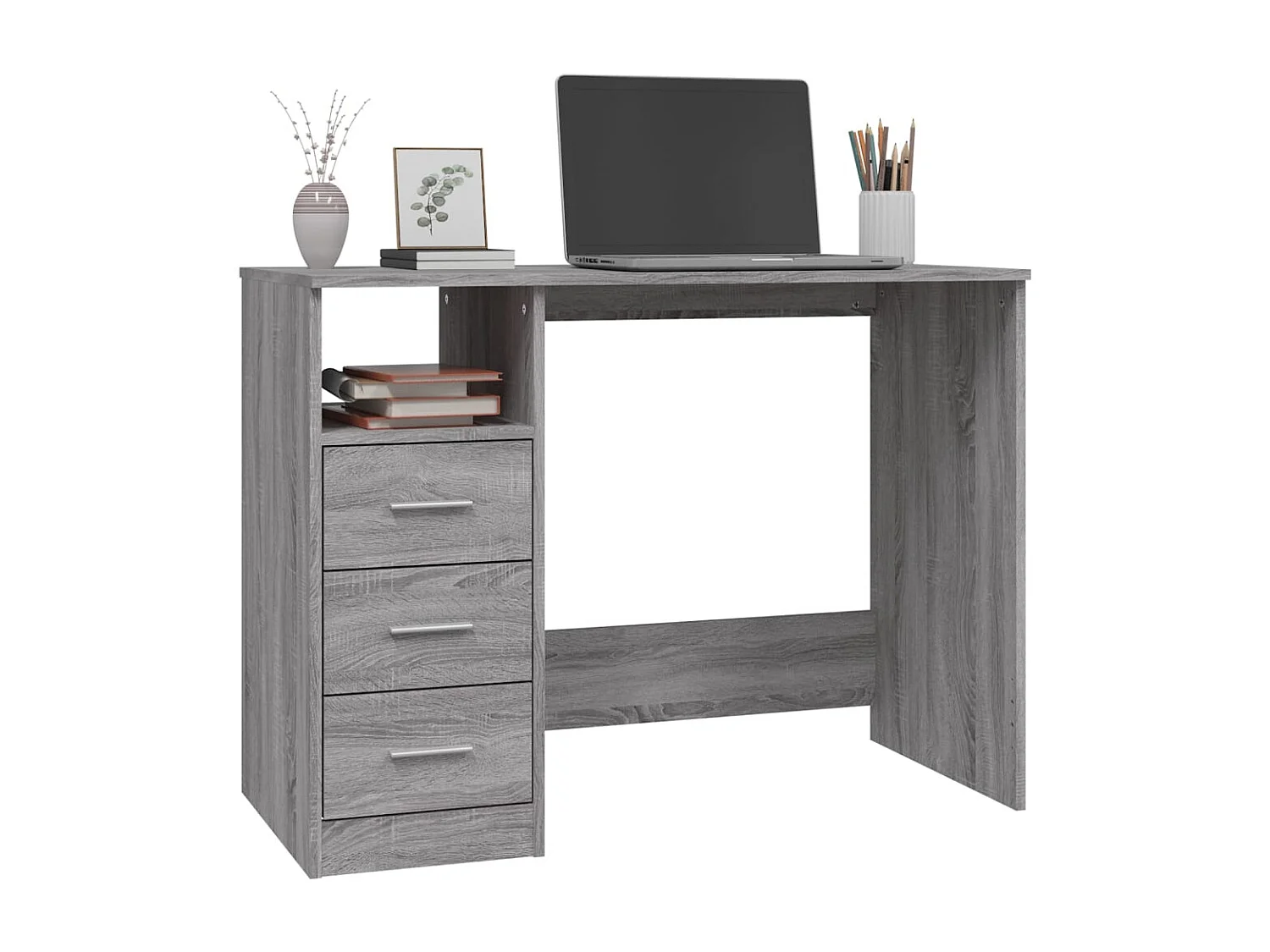 Bureau avec tiroirs Sonoma gris 102x50x76 cm Bois d'ingénierie