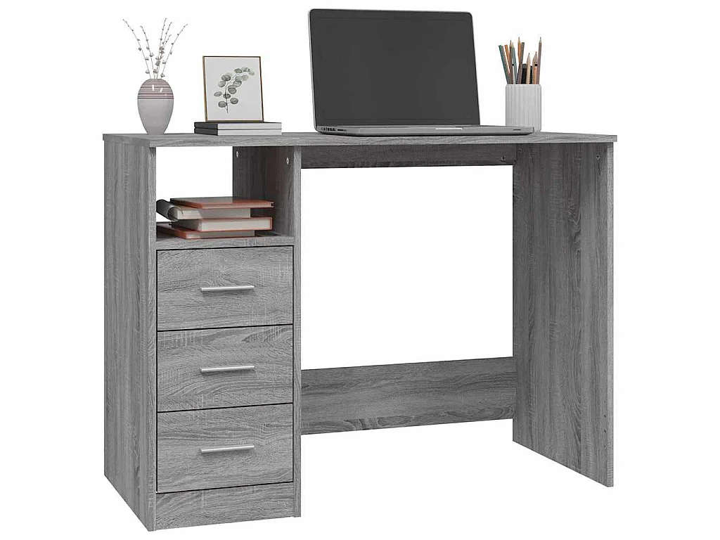 Bureau avec tiroirs Sonoma gris 102x50x76 cm Bois d'ingénierie